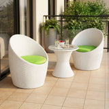 Outdoor Rattan Wicker 3-Piece Conversation Set