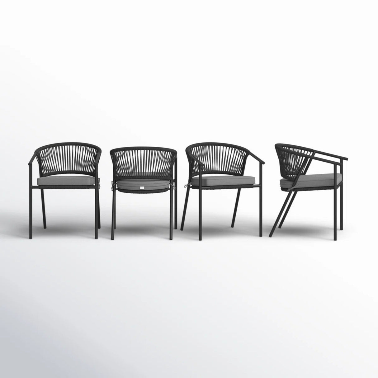 4-Piece Outdoor Rope Patio Dining Chairs