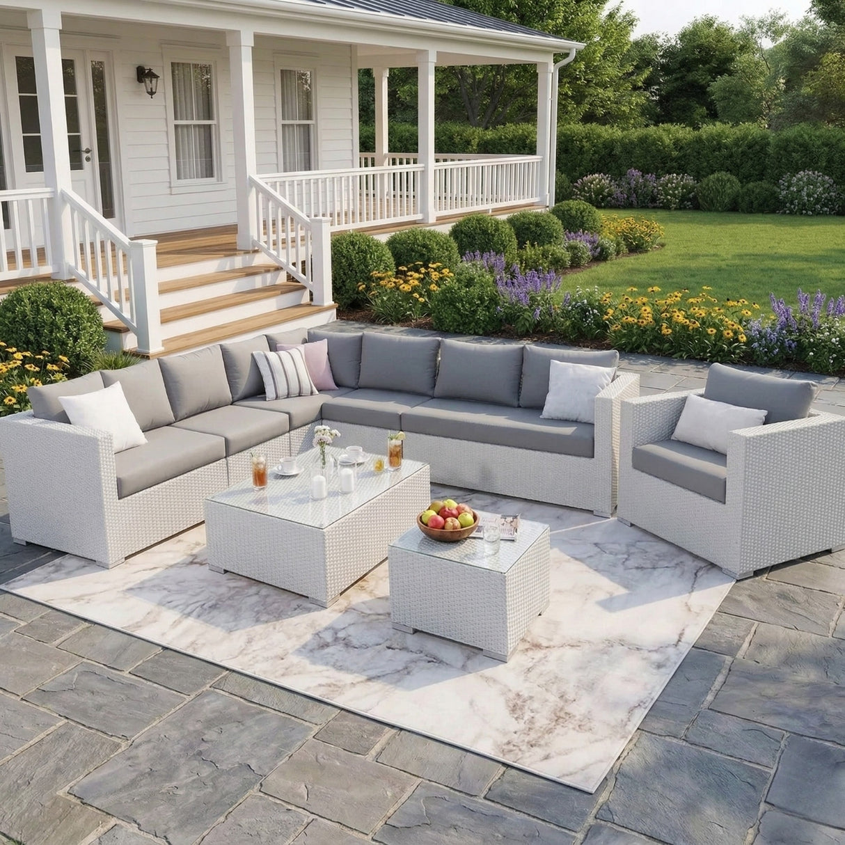 7-Piece L-Shaped Outdoor Sectional Sofa