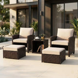 5 Piece Outdoor Patio Wicker Furniture Set
