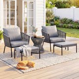 Outdoor 5 Piece Rope Patio Sofa Set (Grey)