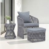 Outdoor 3 Piece Rope Patio Sofa Set (Grey)