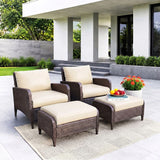 Outdoor 4 Piece Patio Wicker Furniture Set