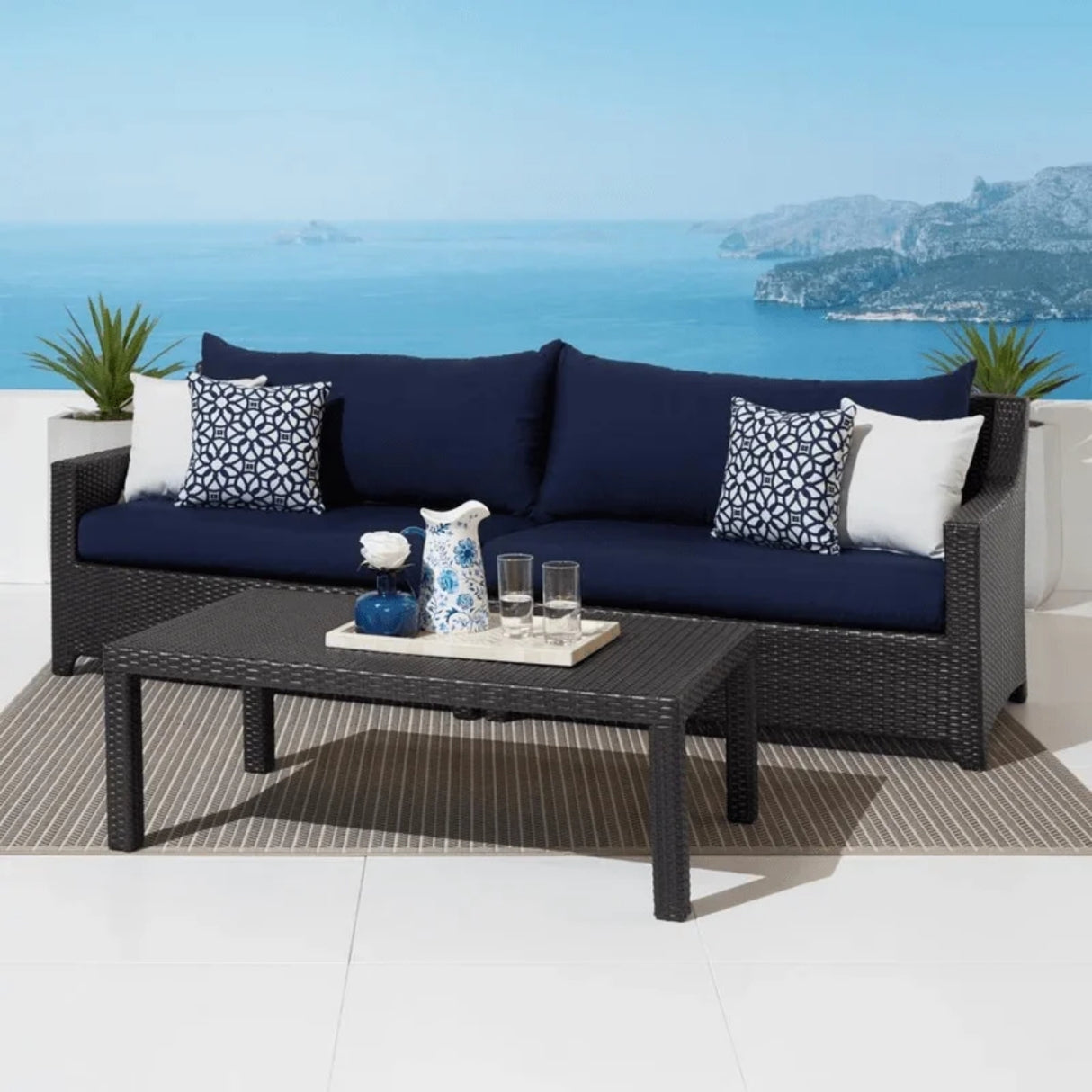 Outdoor All-Weather Rattan Wicker Three Seater Sofa