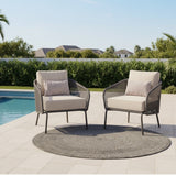 Outdoor Rope 2-Piece Sofa Chairs (Grey & Off-White)