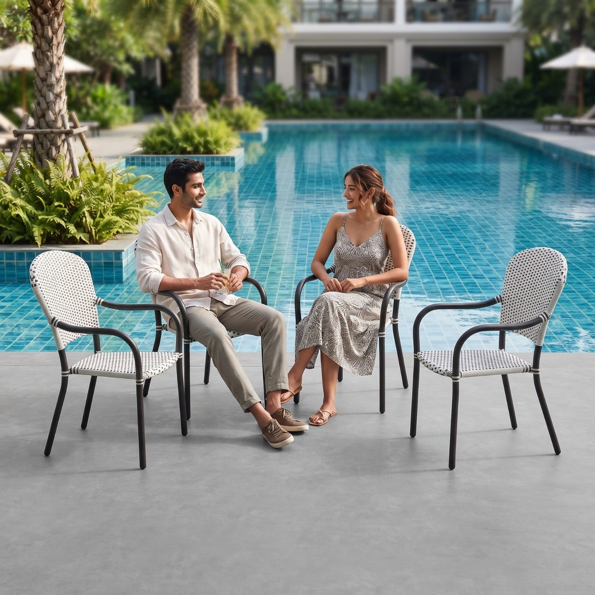 4-Piece Outdoor Rattan Wicker Patio Chairs