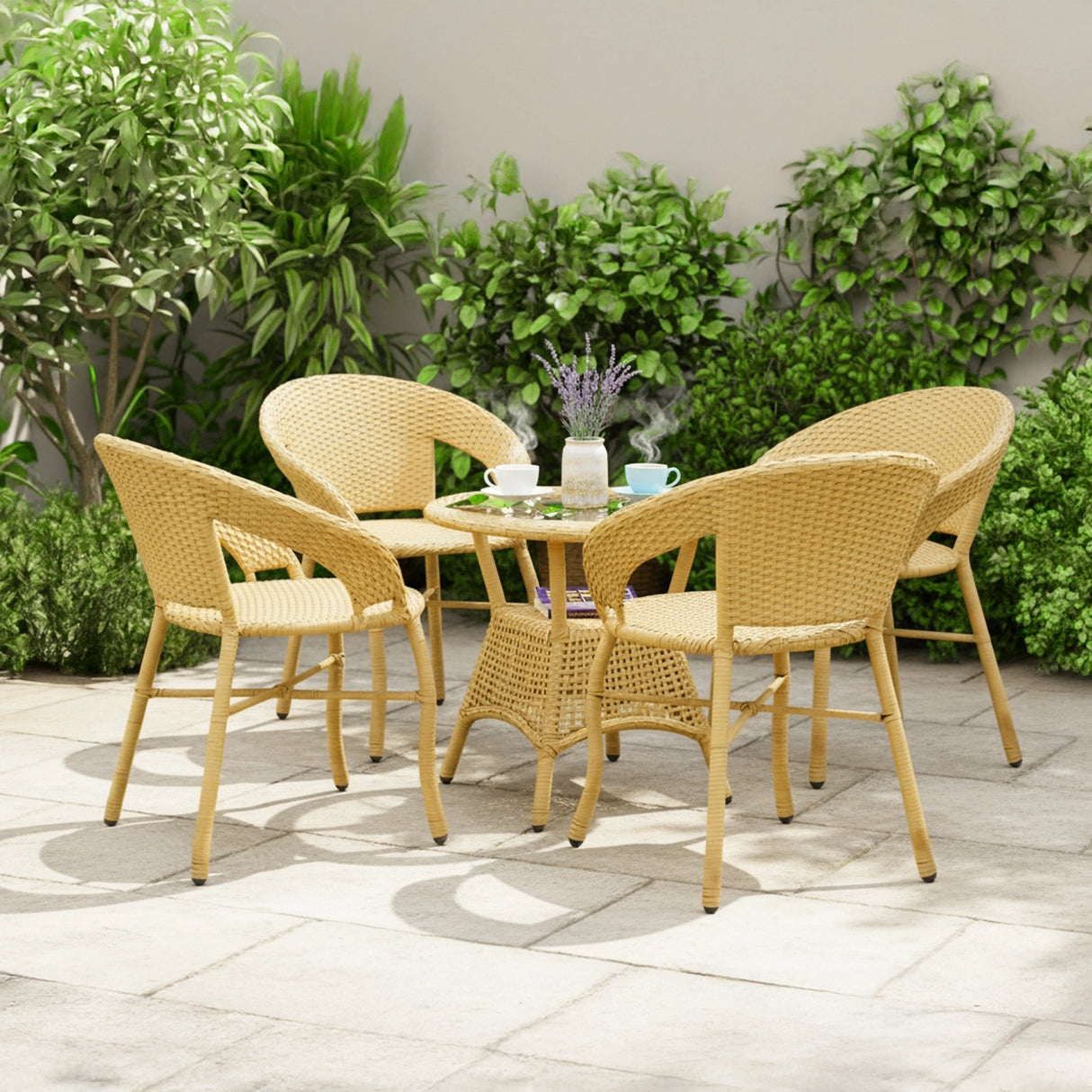 5-Piece Outdoor Rattan Wicker Patio Bistro Set