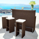 3-Seater Outdoor Rattan Wicker Bar Set
