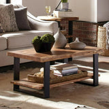 2-Tier Natural Wood Top Center Table
