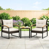 Outdoor Wicker Patio Chair Set with Wooden Armrests & Table