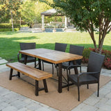 Outdoor All-Weather Resistant Rattan Wicker 6-Piece Dining Set
