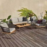 Outdoor Rope 4-Piece Sofa Set With Wooden Top Table