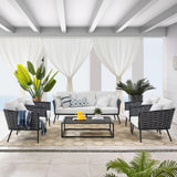 6-Piece Outdoor Rope Sofa Set (Grey & White)