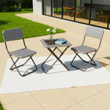 3-Piece Outdoor Wicker Folding Patio Set (Silver)