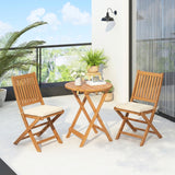 Acacia Wood Foldable Outdoor Bistro Set – 2 Chairs & Round Table