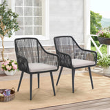 2-Piece Outdoor Rope Patio Dining Chairs