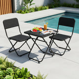 3-Piece Outdoor Wicker Folding Patio Set (Black)