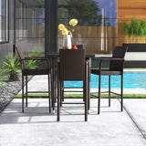 5-Piece Outdoor Rattan Wicker Bar Set with Wicker Top Table