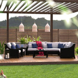 All Weather Outdoor Wicker Garden L-Shape Sectional Conversation Set