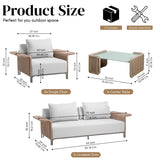 4-Piece Outdoor Rope Patio Conversation Set (Beige & Off-White)