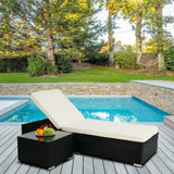 Outdoor Wicker Lounge Chair With Side Table