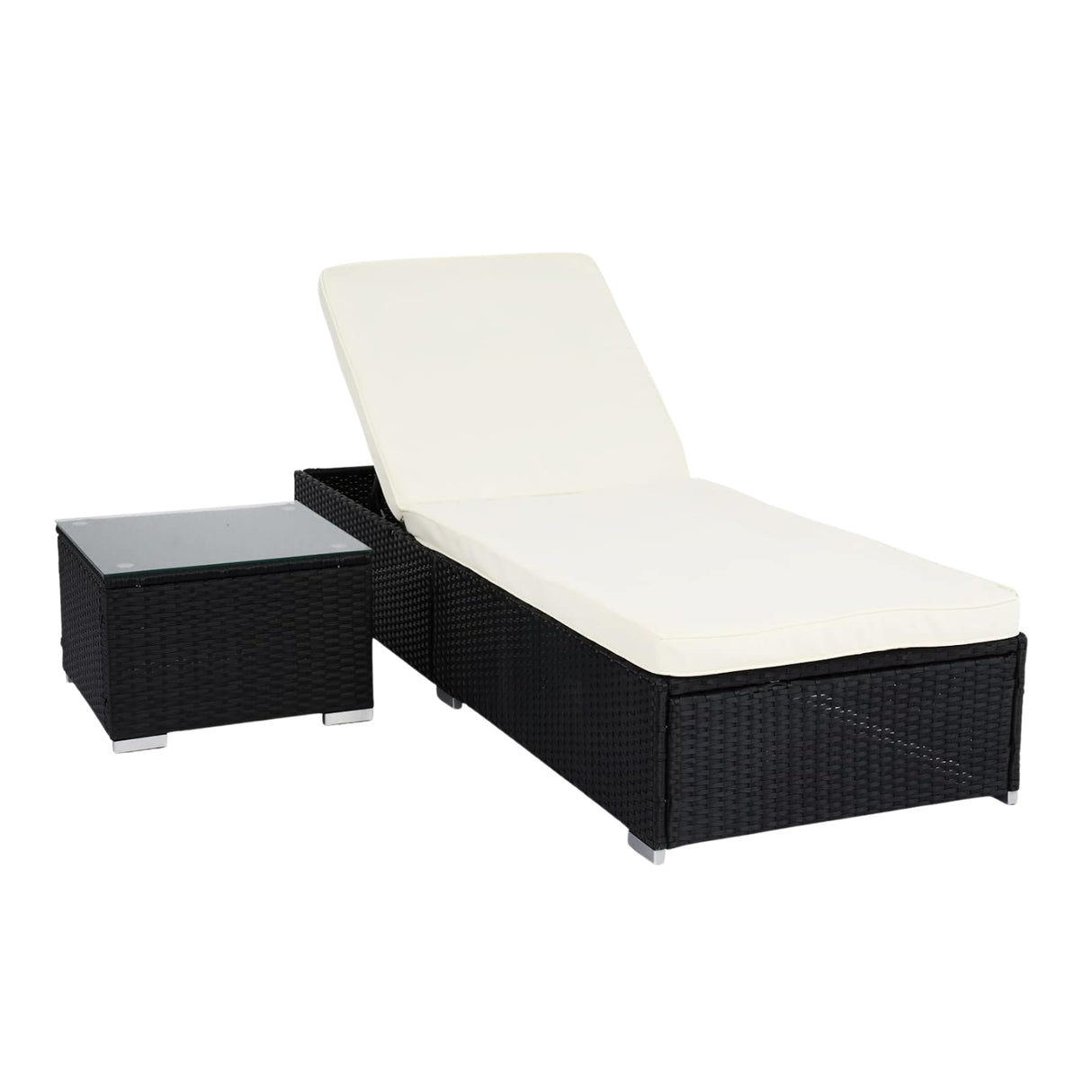 Outdoor Wicker Lounge Chair With Side Table
