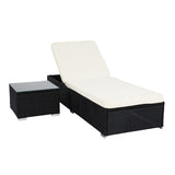 Outdoor Wicker Lounge Chair With Side Table