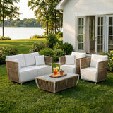 All-Weather Rope 4- Seater Sofa Set With Glass Top Table