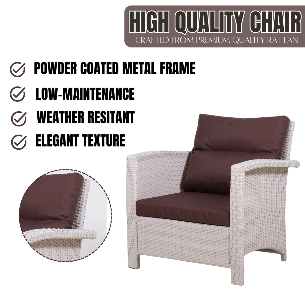 Outdoor All-Weather Wicker Single Seater Sofa