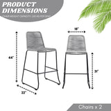 2-Piece Outdoor Rope Bar Chairs – Stylish Comfort Built to Last