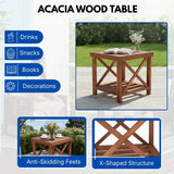 Outdoor Wicker 3-Piece Patio Furniture Set with Solid Wooden Frames (Dark Brown & Blue)