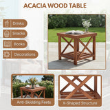Outdoor Wicker 3-Piece Patio Furniture Set with Solid Wooden Frames (Dark Brown & White)