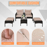 Outdoor Wicker 5-Piece Patio Sofa Set