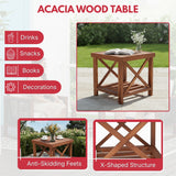 Outdoor Wicker 3-Piece Patio Furniture Set with Solid Wooden Frames (Dark Brown & Red)