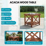 Outdoor Wicker 3-Piece Patio Furniture Set with Solid Wooden Frames (Dark Brown & Sky-Blue)