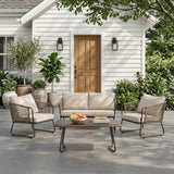 4 Piece Outdoor All-Weather Rope Sofa Set