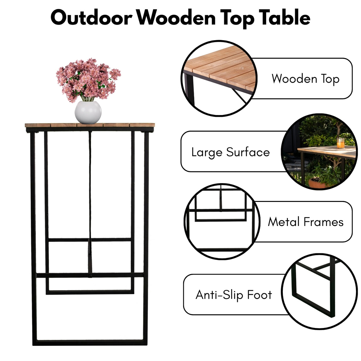 Outdoor Bar Table With Wooden Top