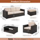 Outdoor 5 Piece HDPE Wicker Conversation Sofa Set