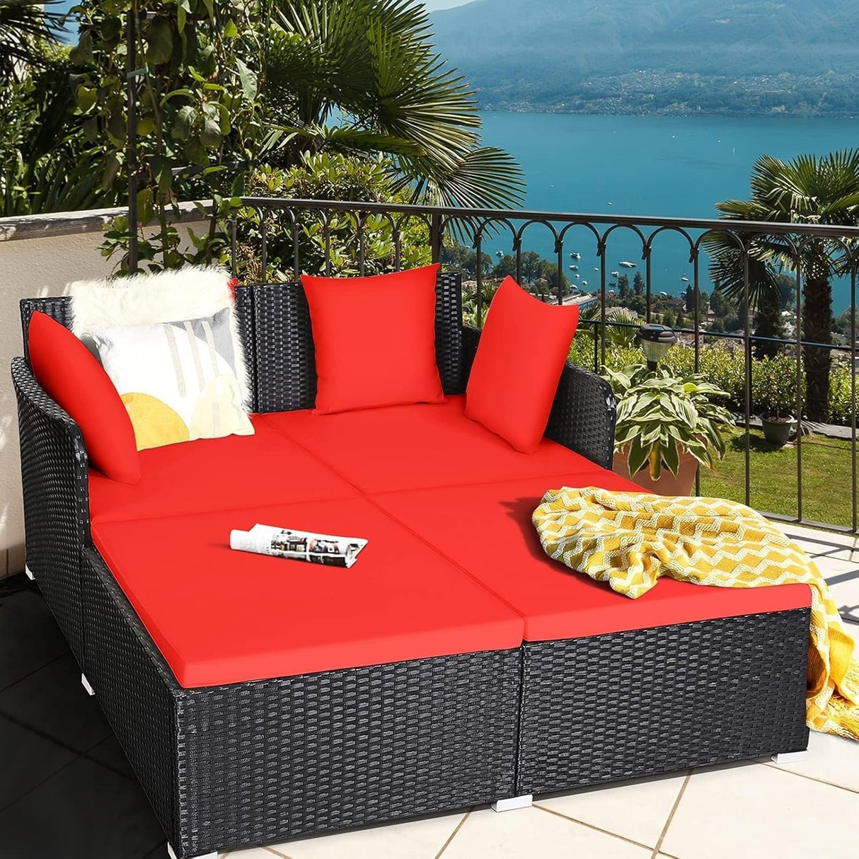 Outdoor Patio Double Seater Daybed For Garden, Poolside