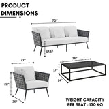 6-Piece Outdoor Rope Sofa Set (Grey & White)