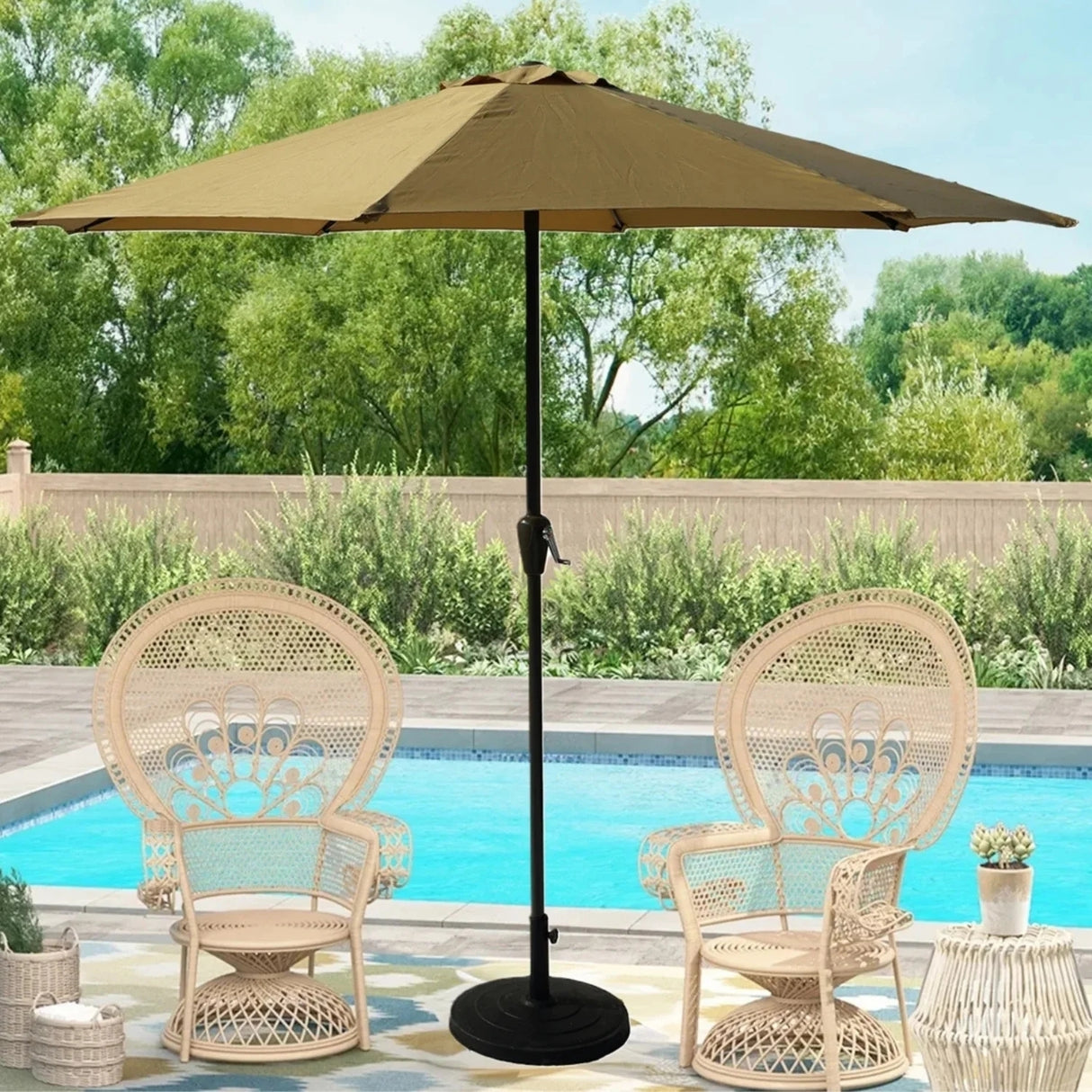 9ft Beige Color Outdoor Patio Umbrella with Centre Pole