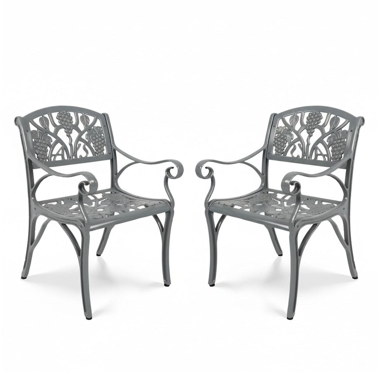 Outdoor Cast Aluminum 2 Chairs Patio Bistro Set (Grey)
