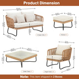 Outdoor 5pcs All-Weather Rope Sofa Set with Cushions (Beige & White)