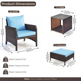 Outdoor 5 Piece Patio Wicker Furniture Set