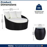 Outdoor Rattan Wicker Daybed with Glass Top Table
