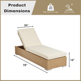 Outdoor All-Weather Rattan Wicker Lounger (Beige & Off-White)