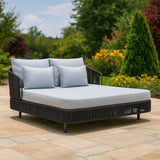 Outdoor Grey Rope Patio Daybed with Comfortable White Cushion