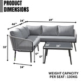 Outdoor Rope  L-Shaped Conversation Sofa Set