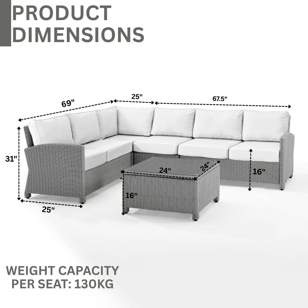 L-Shape Outdoor Wicker Sofa Set