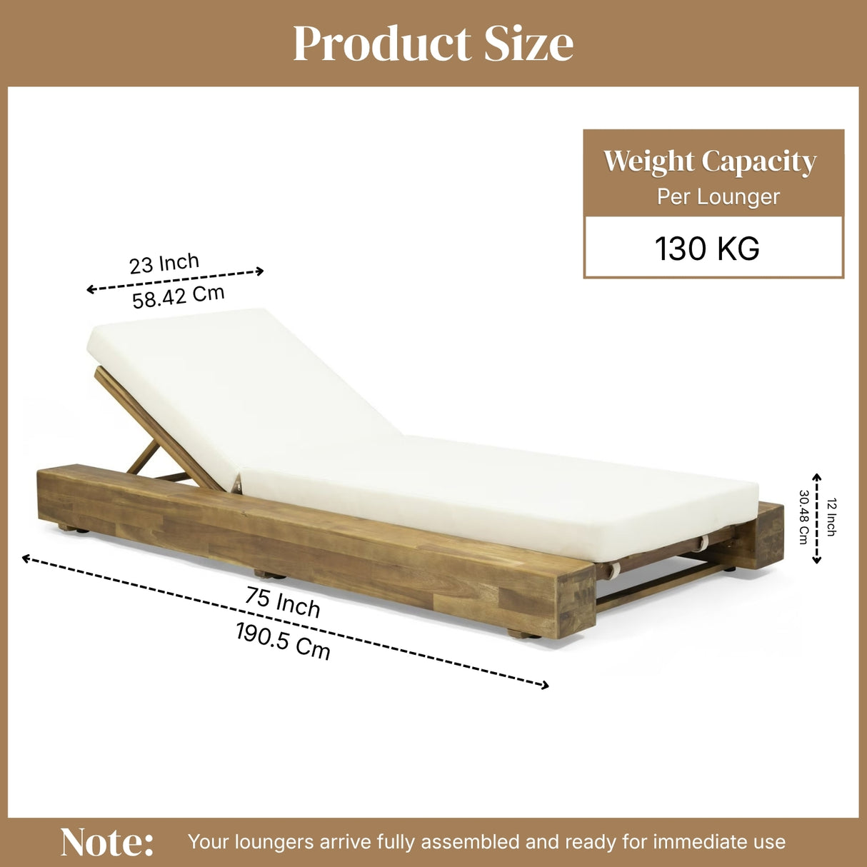 Premium Outdoor Teak Wooden Lounger Set with Cushions
